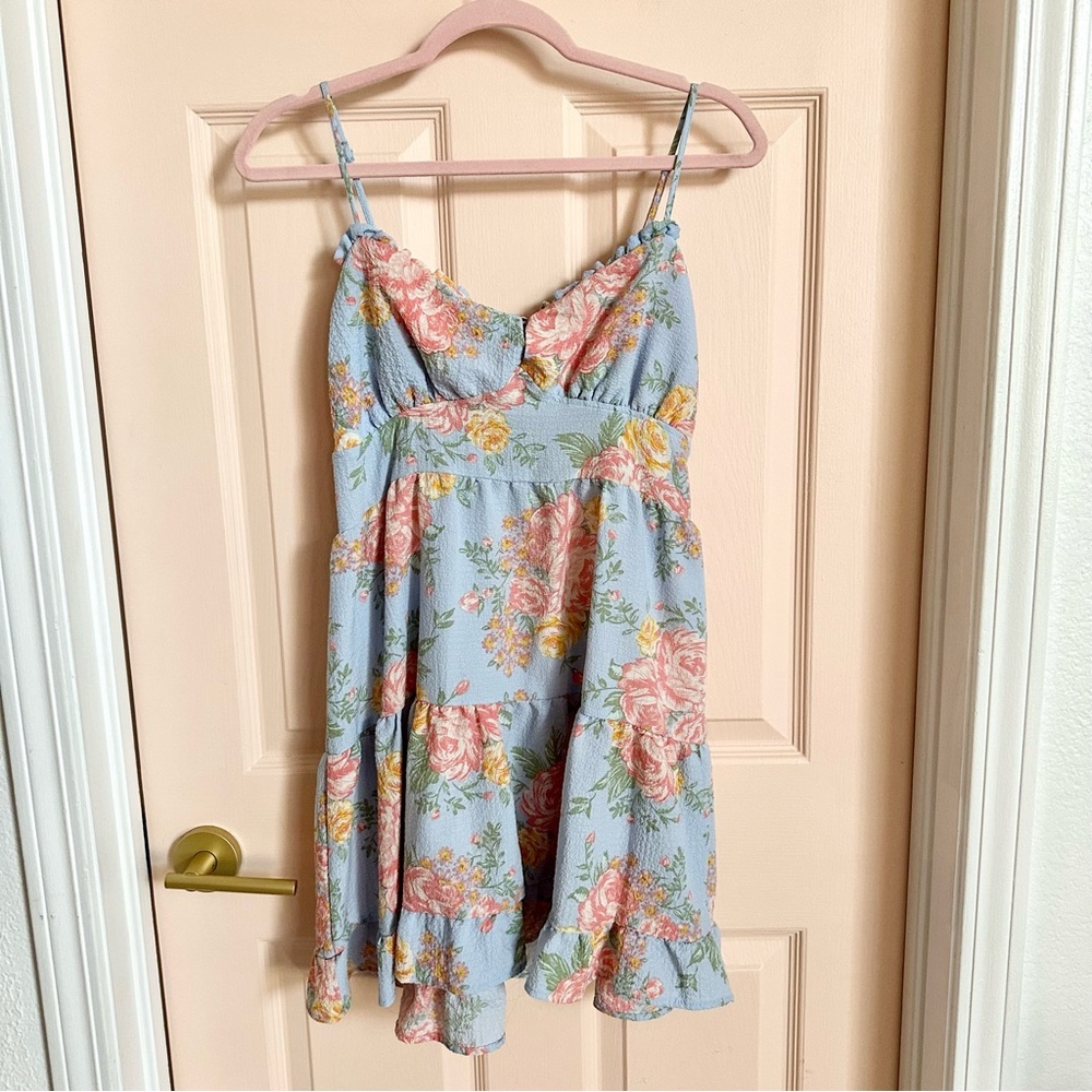 Blue floral Love tree dress
